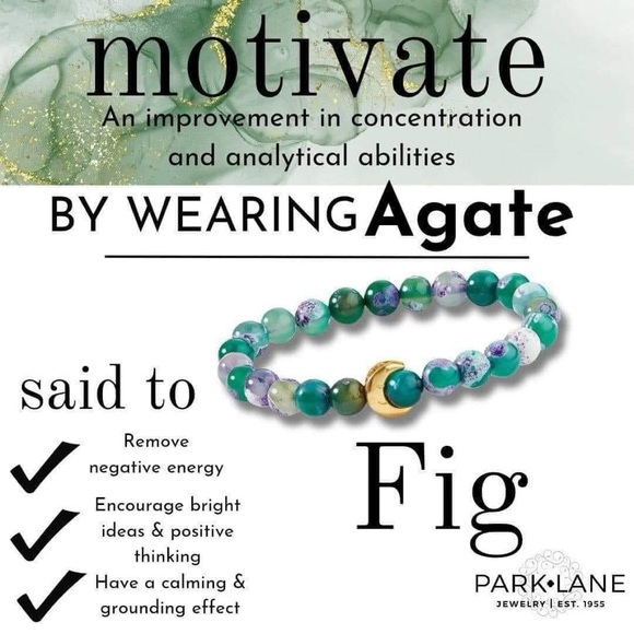 Park Lane Women’s Fig Bracelet Green Beaded with Gold Crescent Moon - Picture 6 of 6